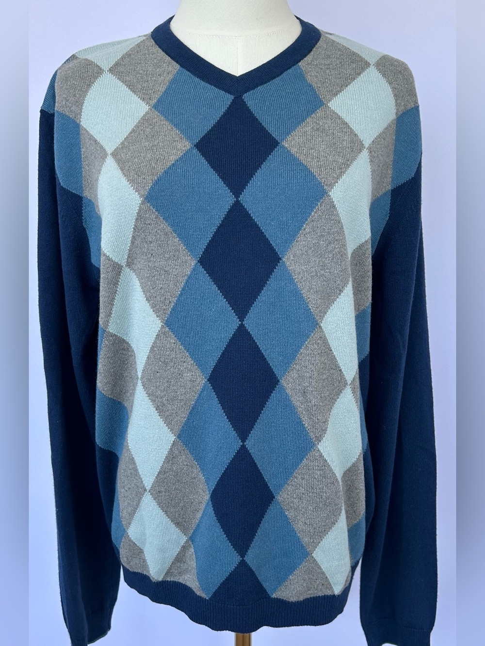 Banana Republic Unisex Argyle Pullover Sweater Silk & Cashmere Size Small